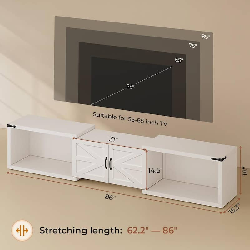 Farmhouse TV Stand Entertainment Center with Storage Deformable TV Console