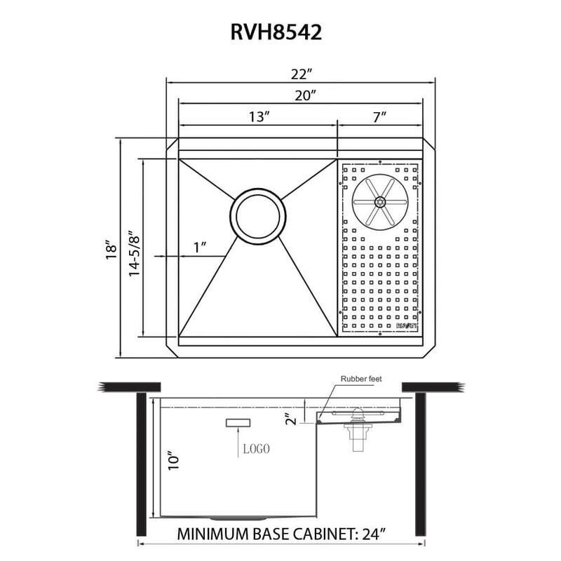 Ruvati Glass Rinser and Sink Combo 22 inch Workstation for Wet Bar Bottle Washer Undermount - 22 x 18 - 22 x 18