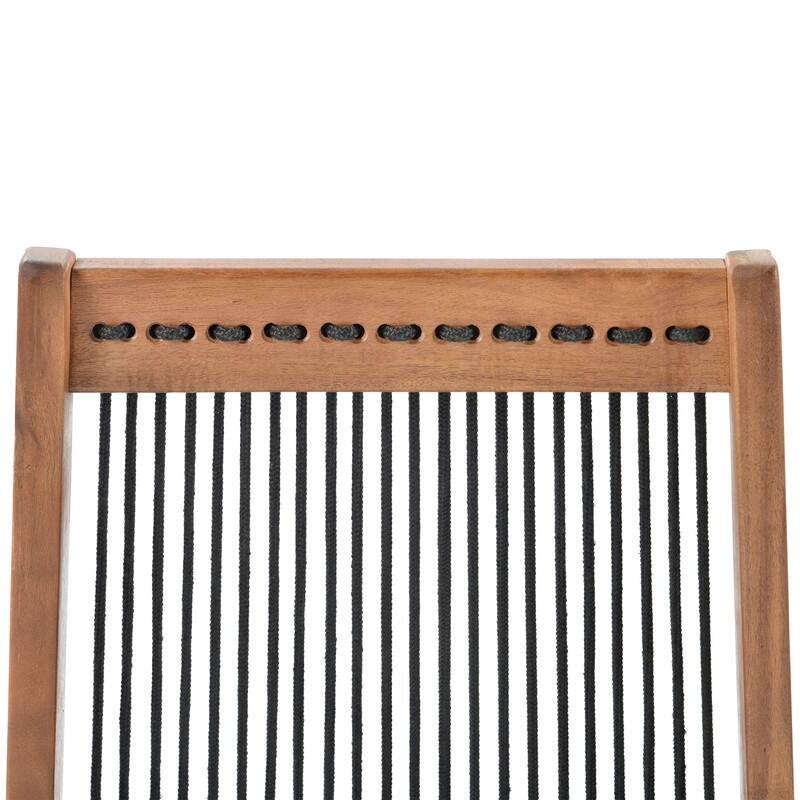 No Assembly Folding Roping Wood Chair - Stylish Indoor Outdoor Relaxing Chair