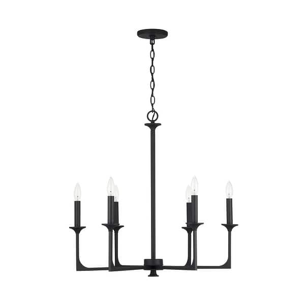 slide 2 of 7, Clint 6-light Black Iron Chandelier