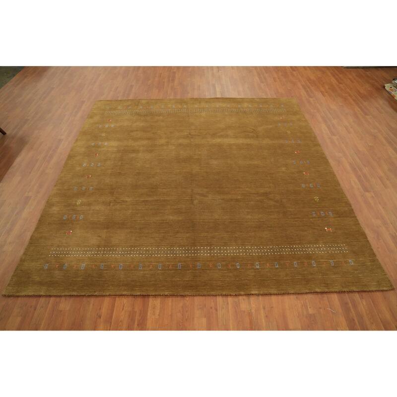 Hand Knotted Oriental 100% Wool Carpet Tribal Animal Pictorial Yellow & Gold Gabbeh Area Rug - 9' 11'' X 9' 11''