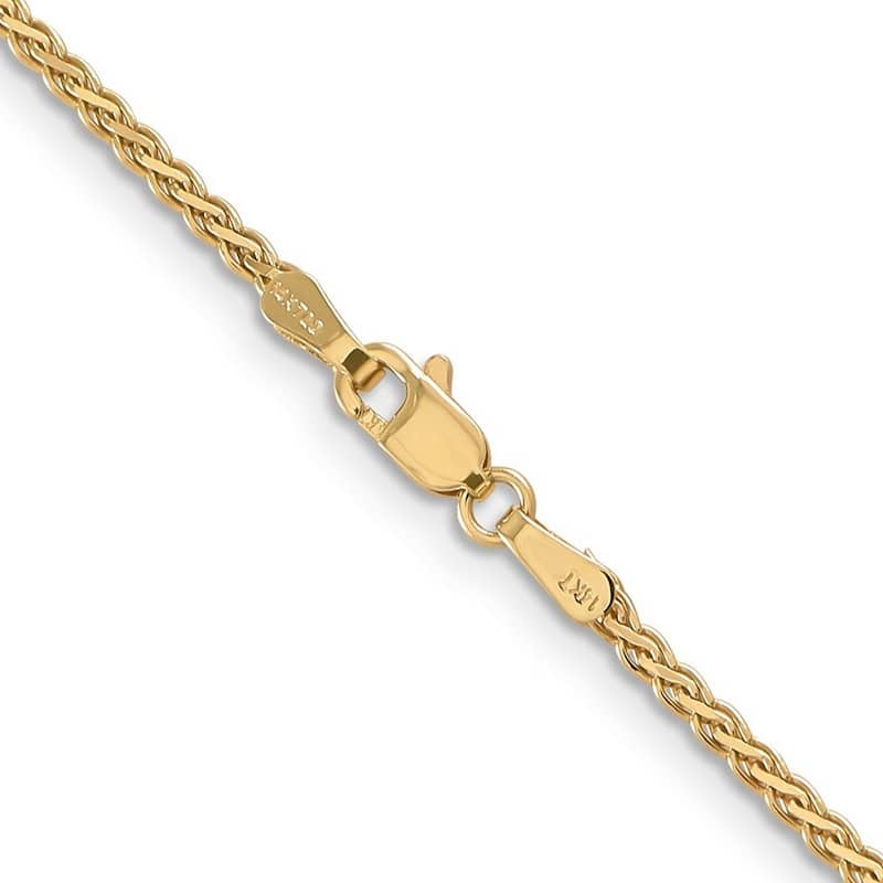 Curata 14k Yellow Gold Polished 1.8mm Flat Wheat Chain Bracelet 7 Inch Lobster Claw