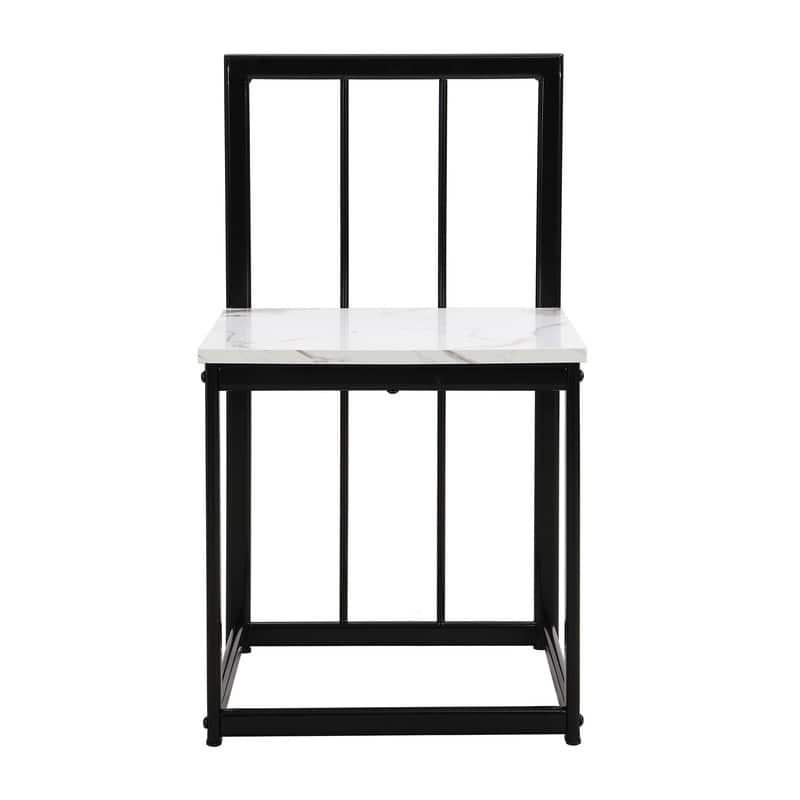 Mid-Century 7-Piece Dining Table Set for 6 People, Kitchen Dining Room Table Set with Faux Marble Dining Table and 6 Chairs