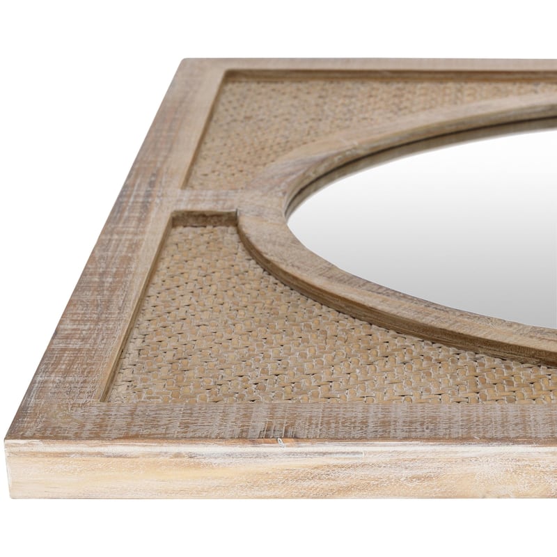 Bordean Coastal Distressed Rattan Rectangular Wall Mirror