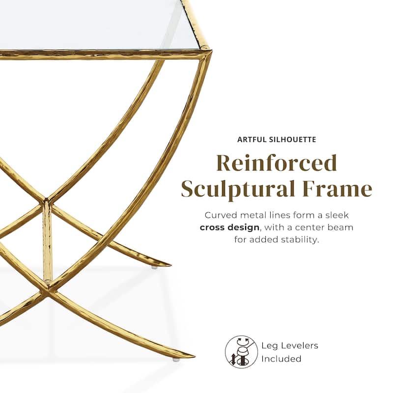 Furniture of America Zayen Modern Hammered Metal Accent Side Table