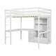 preview thumbnail 13 of 38, Full Size Loft Bed with Bulit-in L-Shaped Desk and Ladder, Wooden High Loft Bedframe with Storage Drawers and Shelves