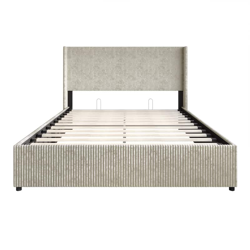 CraftPorch Luxury Wingback Platform Lift Up Storage Bed