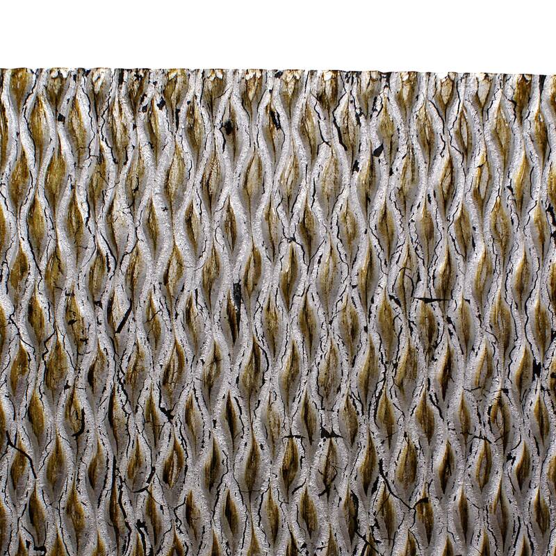 Modern Style Wooden Wall Decor with Patterned Carving, Small, Silver - 6 x 12