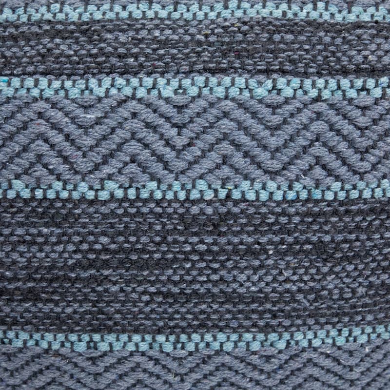Striped Woven Cotton Square Pouf - 14" - Gray