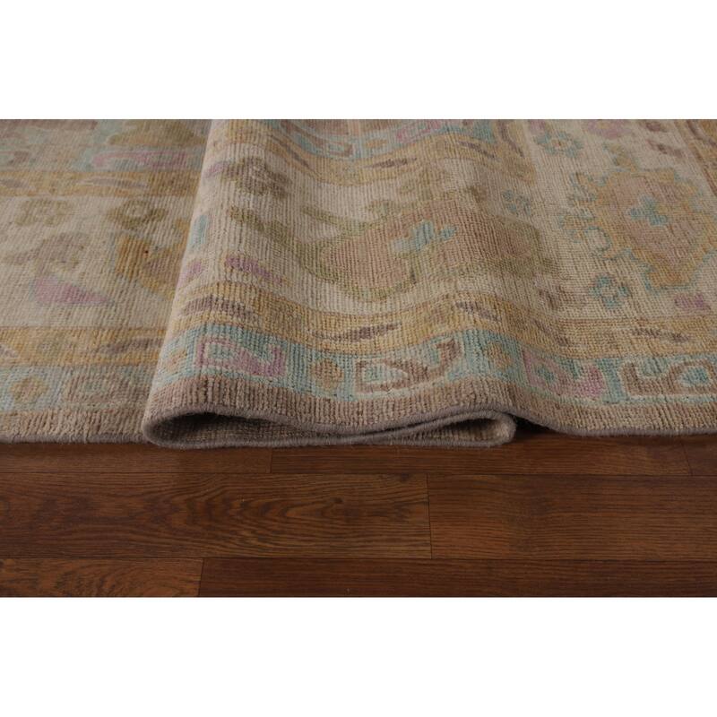 Brown Vegetable Dye Oushak Turkish Area Rug Handmade Wool Carpet - 9'1"x 12'8"