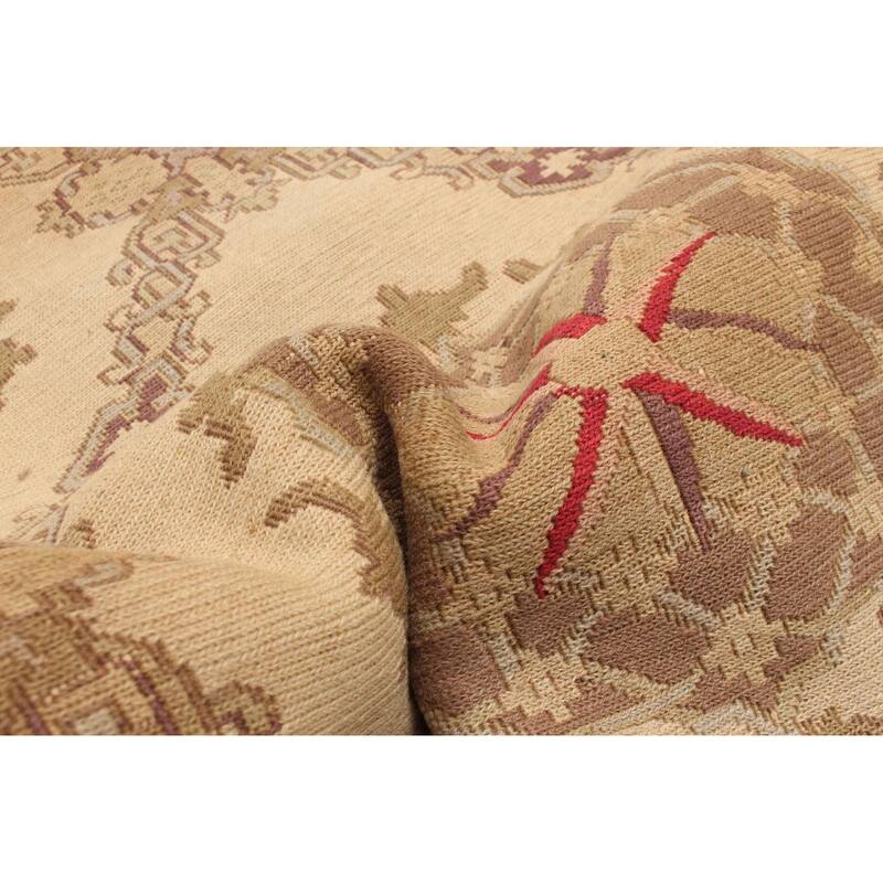 ECARPETGALLERY Flat-Weave Lahor Finest Beige Wool Tapestry Kilim - 2'6 x 11'8