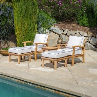 Indonesian Teak 5-Piece Club Chair Set with Sunbrella Cushions