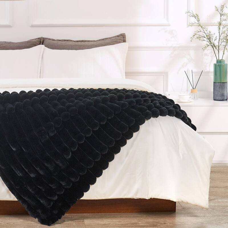 Fuzzy Striped FauxFur Throw.