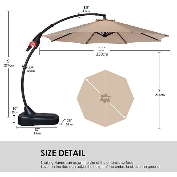 11 ft. / 12 ft. Deluxe Aluminium Patio Cantilever Umbrella, Umbrella