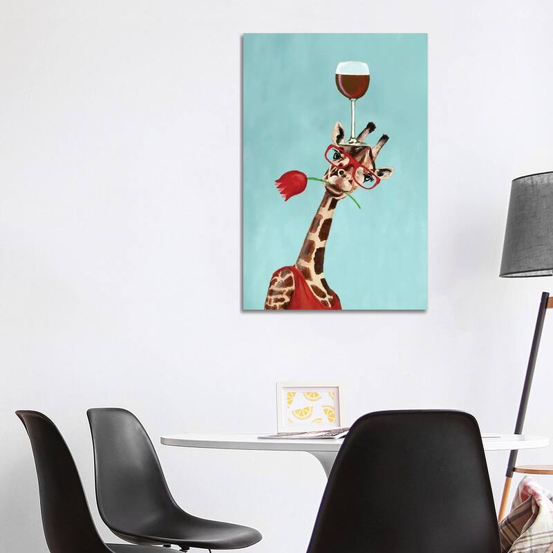 iCanvas "Giraffe With Wineglass" by Coco de Paris Canvas Print - 40x26x1.5