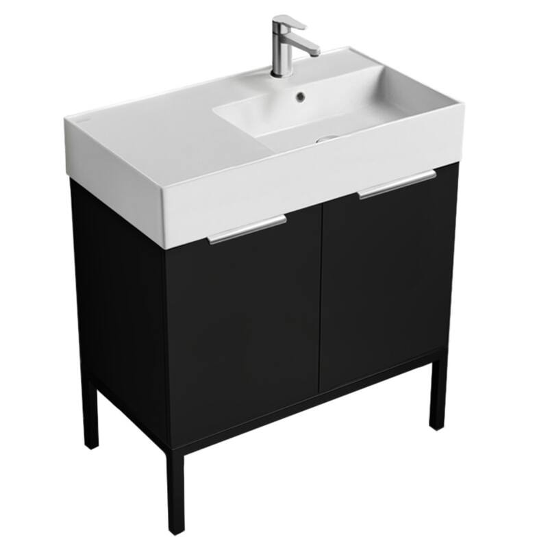 Nameeks Derin-3217-C-R Derin 32" Free Standing Single Basin Vanity Set - Matte Black / Chrome - Anthracite Finish