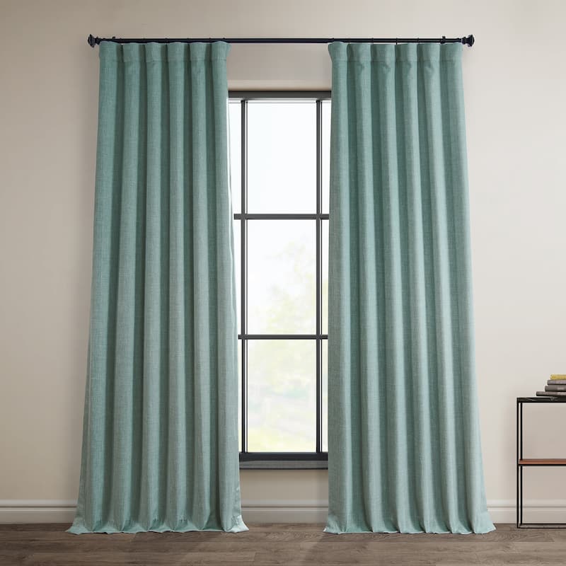 Exclusive Fabrics Faux Linen Room Darkening Curtain (1 Panel) - 50 X 96 - Sea Thistle