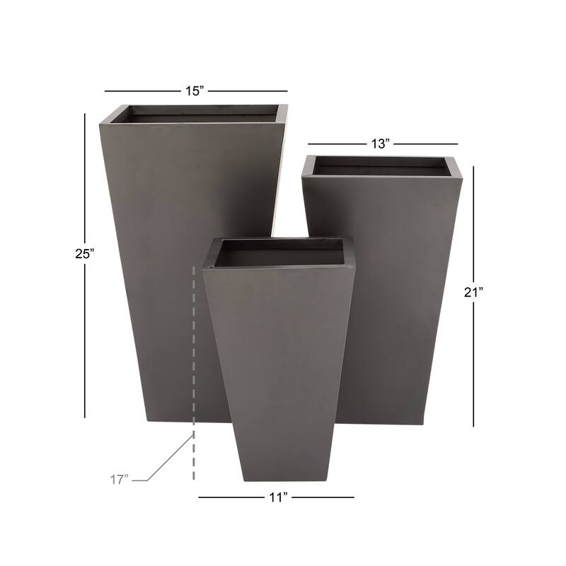 Metal Geometric Light Weight Minimalistic Indoor Outdoor Planter - Set of 3 Dark Gray or Gray - Roche River Decor