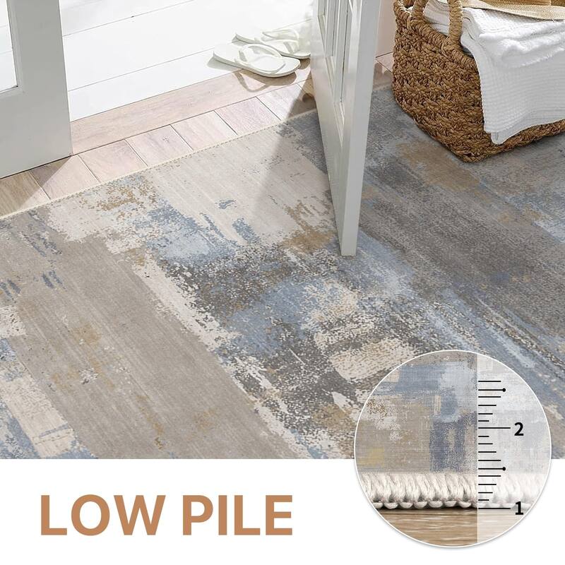 Mcow Modern Abstract Machine Washable Low Pile Area Rugs - 8'X10'