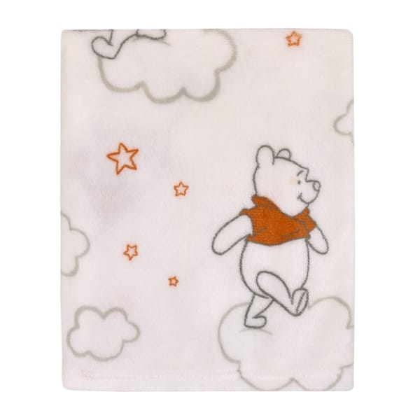 slide 2 of 5, Disney Winnie the Pooh Red and White Clouds Super Soft Baby Blanket