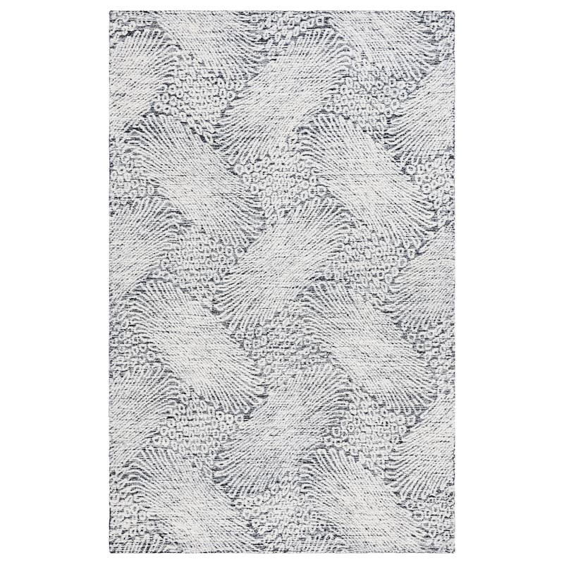 SAFAVIEH Handmade Ebony Siggi Modern Wool Rug - 4' x 6' - Black/Ivory