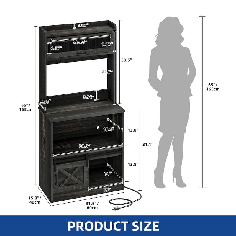Moasis Farmhouse Kitchen Bakers Rack with Storage Shelves Microwave Oven Stand