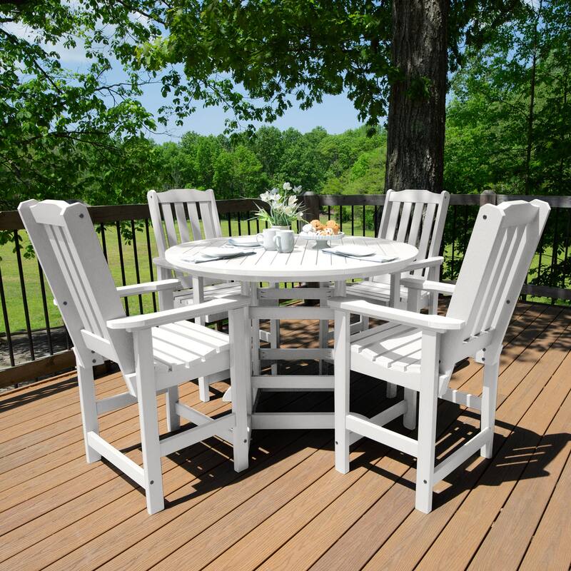 Lehigh 5-piece Outdoor Dining Set - 48" Round Table, Counter-height