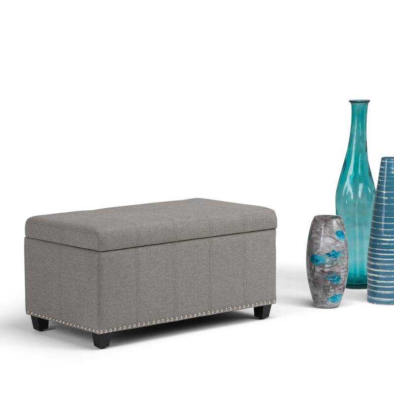 WYNDENHALL Megan 34 inch Wide Transitional Rectangle Storage Ottoman