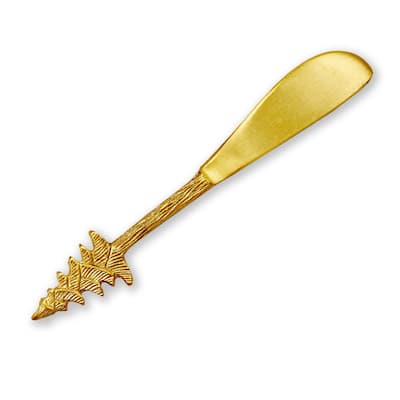 Brass Gold Tree Spreader Cheese Knives Serving Utensils Hand Wash Only 6.5 in x 1 in x 0.5 in Perfect for Christmas