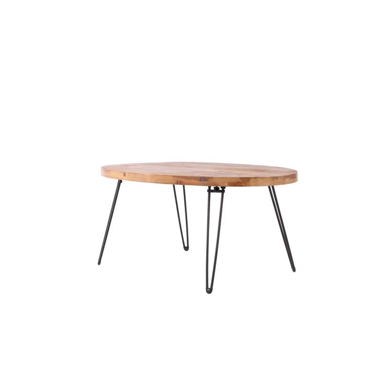 Oval Natural Reclaimed Wood Foldable Cocktail Table - 24.00 x 44.00 x 18.00