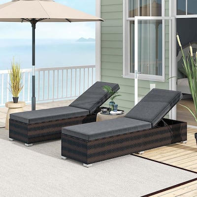 1/2 PCS Outdoor Chaise Lounge Patio Wicker Lounge Chair