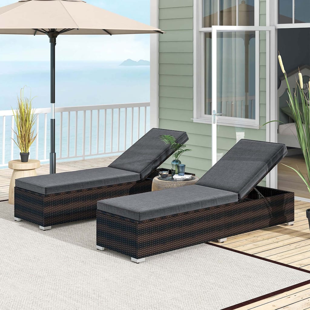1/2 PCS Outdoor Chaise Lounge Patio Wicker Lounge Chair