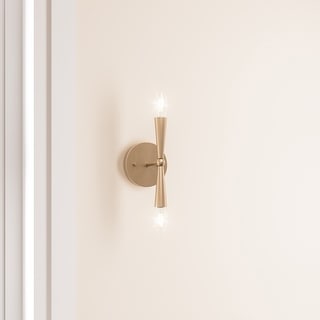 Mid-Century Modern Gold Dimmable 2 Light Wall Sconce