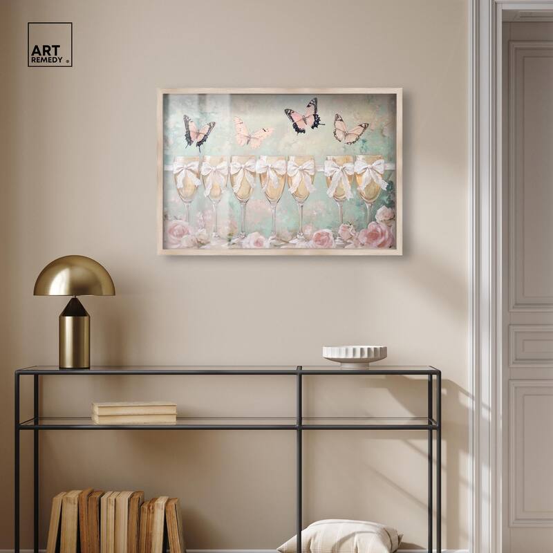 Champagne Mint and Pink Glass Shadowbox by Art Remedy