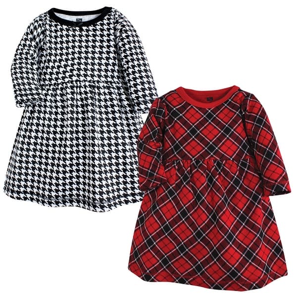 slide 2 of 2, Hudson Baby Toddler Girl Cotton Dresses, Black Red Plaid 2T - Black Red Plaid
