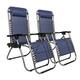 2Pcs Zero Gravity Lounge Chair Portable Folding Chairs with Saucer - Blue