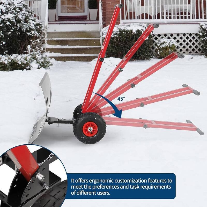 29.13x19.8 in Heavy Duty Rolling Snow Pusher Shovel for Driveway, Doorway, Sidewalk
