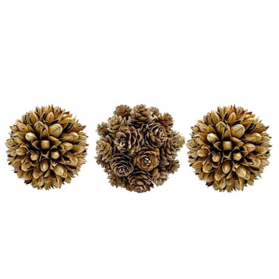 Preserved Pinecone Topiary Balls - Bowl Filler - Vase Filler - Brown - 4 x 4 x 4 inch
