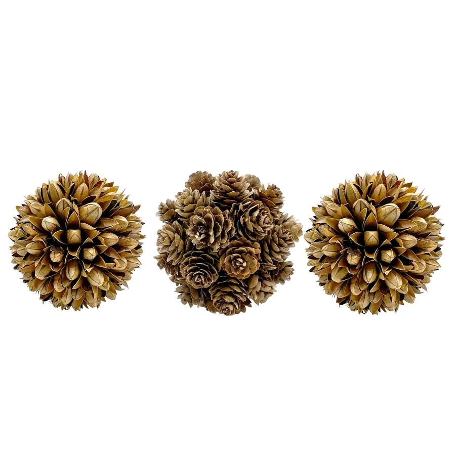 Preserved Pinecone Topiary Balls - Bowl Filler - Vase Filler - Brown - 4 x 4 x 4 inch