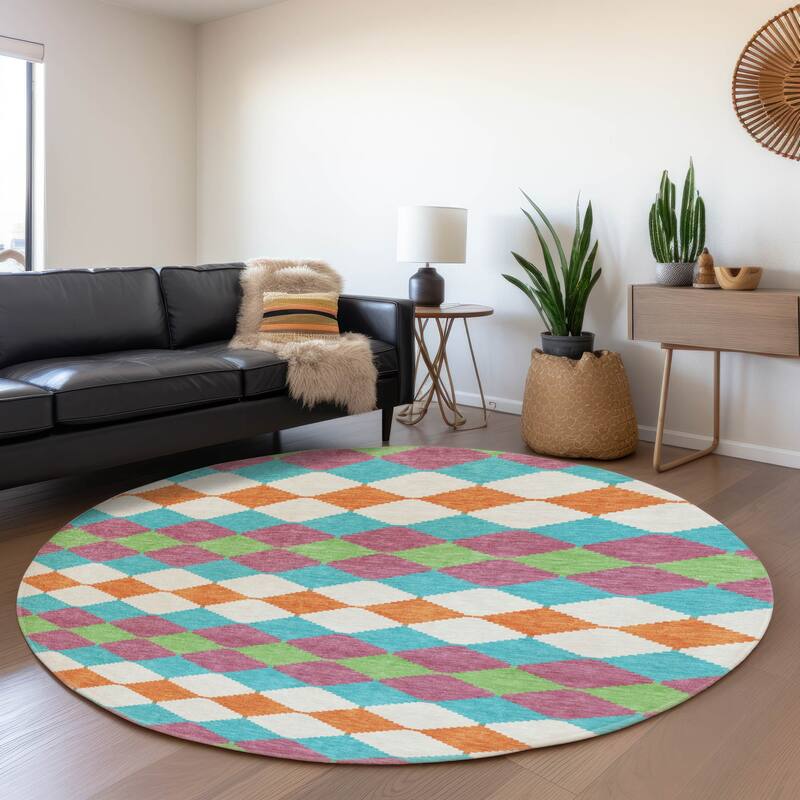 Premium Washable Super Soft Diamond Modern Mayfield Rug - Blush - 8' x 8'