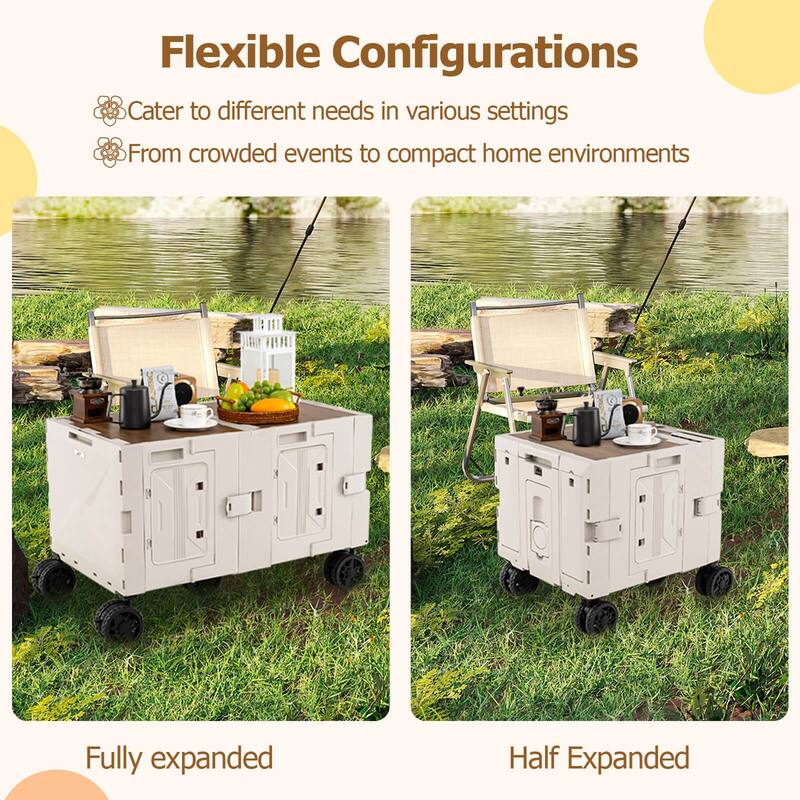 Costway Large Foldable Utility Cart with 2-Tier Storage Crates 5 - See Details