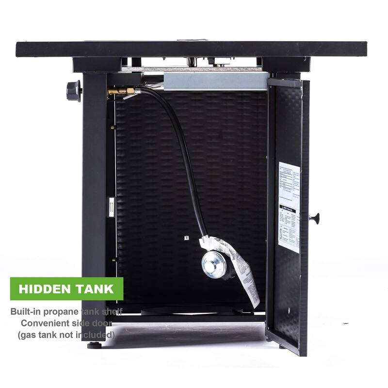 50,000BTU Outdoor Propane Gas Rattan & Wicker-Look Fire Pit Table