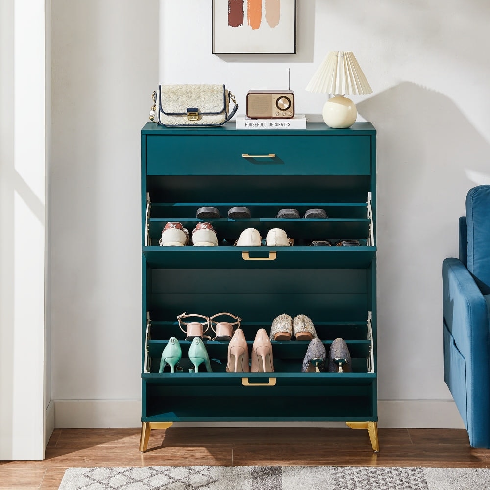 Blue shoe storage top cabinet