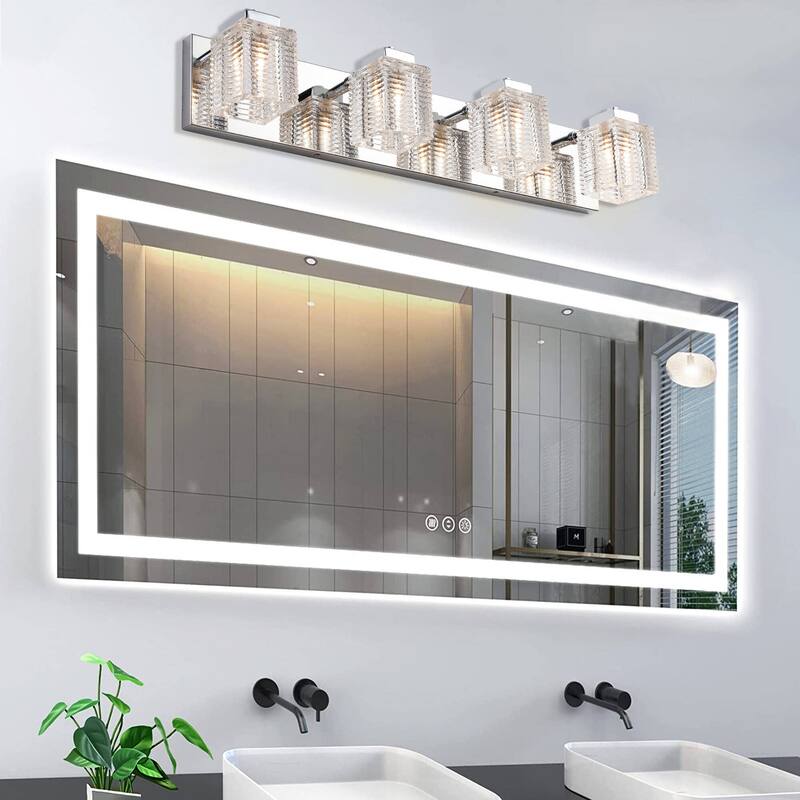4 Lights Glass Vanity Wall Sconce For Bathroom