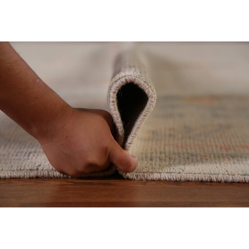 Hand Knotted Oriental 100% Wool Carpet Transitional All-Over Beige & Ivories Oushak Area Rug - 11' 4'' X 8' 4''