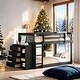 preview thumbnail 2 of 14, Luxury Twin over Twin Bunk Bed with 4 Drawers, 3 Shelves and Built-in Ladder for Maximized Space, Espresso