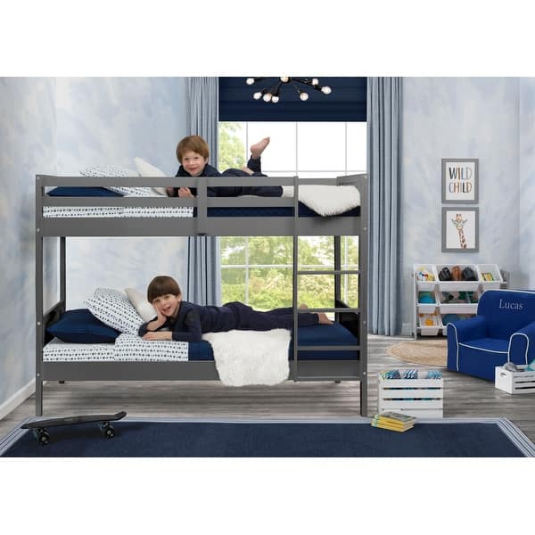 slide 2 of 28, Convertible Twin Over Twin Wood Bunk Bed With Ladder And Guardrails
