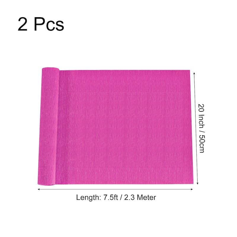 2pcs Crepe Paper Rolls DIY Decoration 7.5ft Long 20 Inch Wide - Fuchsia
