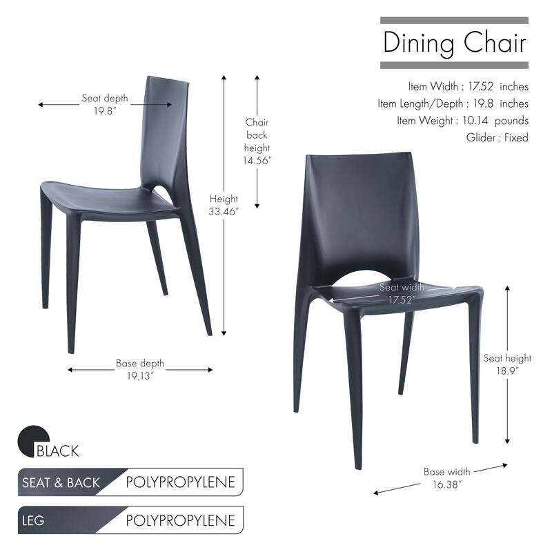 Porthos Home Garin Stackable Dining Chairs Set Of 2, Overall Plastic