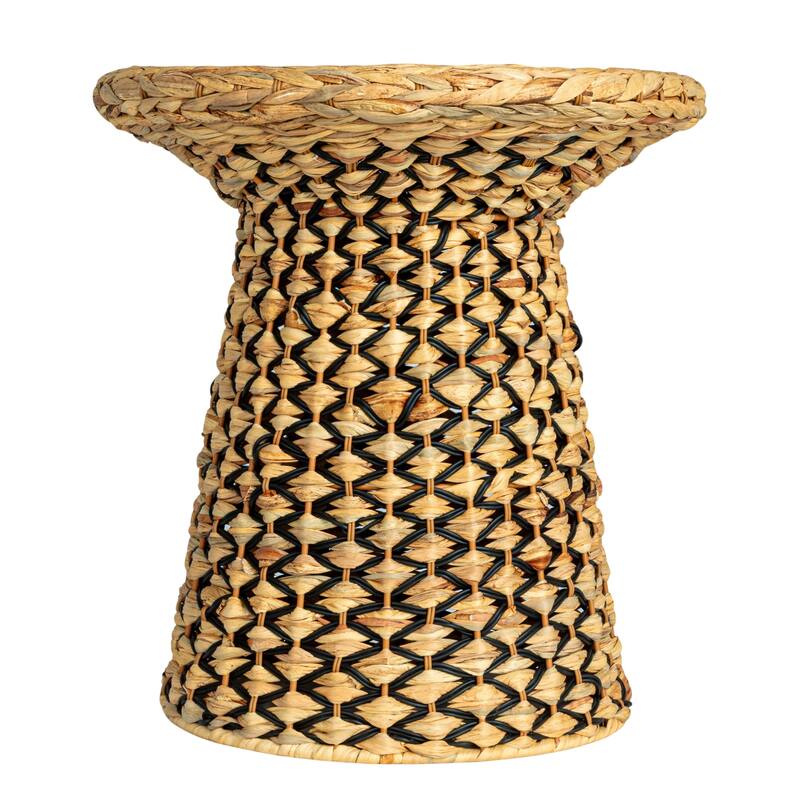 Household Essentials Braided Water Hyacinth and Resin Geometric Side Table